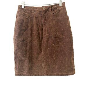 Action Wear Vintage Pencil Skirt Brown Cool Button Zipper Front Pockets SZ 8 USA